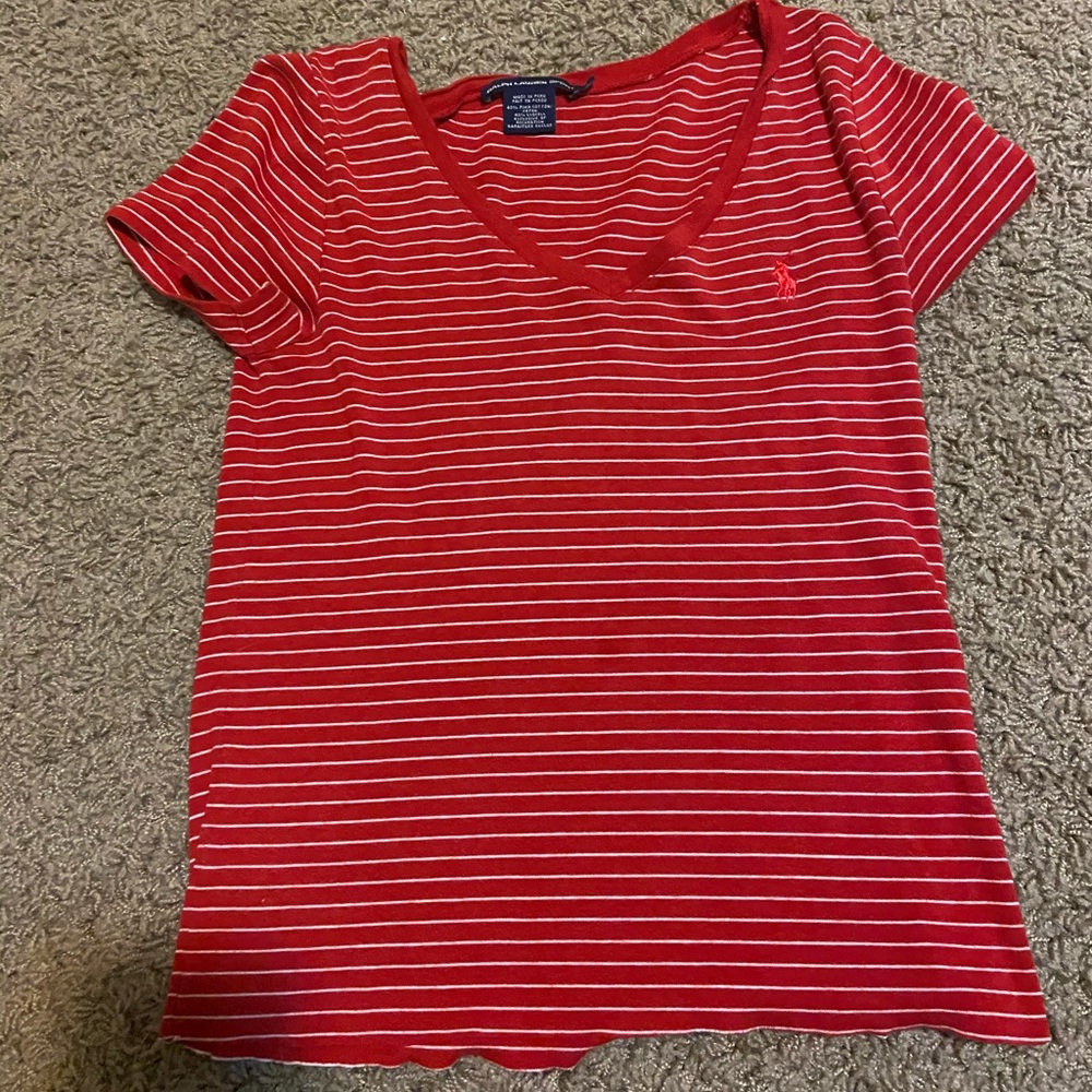 Ralph Lauren Red and White Striped Shirt